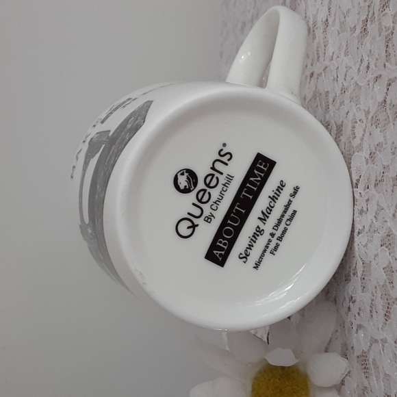 Queens by Churchill ABOUT TIME Sewing Machine Fine Bone China Cup 10 oz - Picture 6 of 7